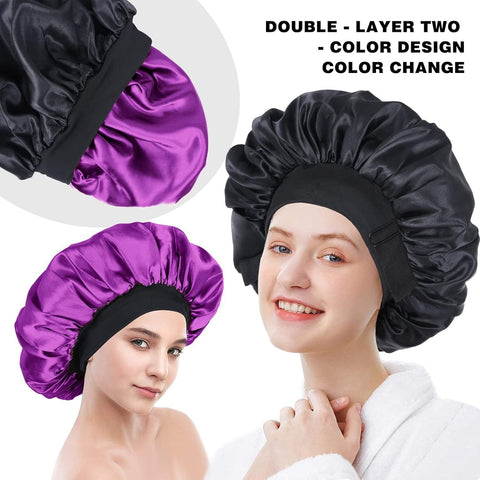 Silk Bonnet Satin Bonnet for Sleeping Women and Men, Adjustable Double Layer Hair Bonnet for Curly Braids Hair