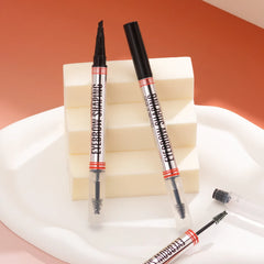 2-in-1 Double-Headed 4-Prong Liquid Eyebrow Pencil & Brow Gel for Long-Lasting Shaping