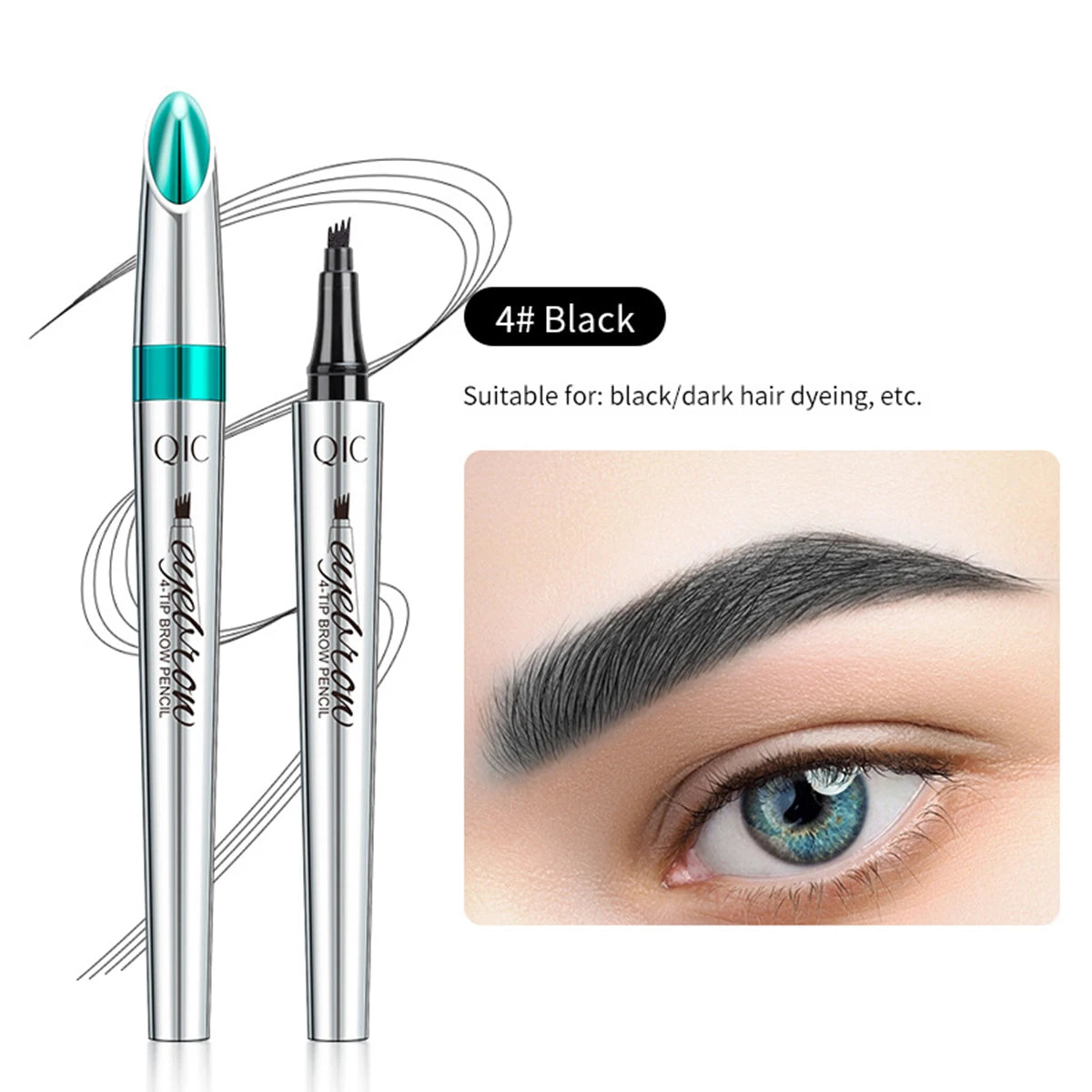 IUI QIC Four-Head Forked Brow Pencil | Smudge-Proof Liquid Brow Pencil for Natural Look