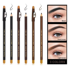 3-Color Ultra-Fine Wooden Eyebrow Pencil with Sharpener – Waterproof, Smudge-Proof, Long-Lasting Precision Brow Pencil