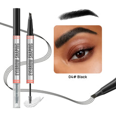 2-in-1 Double-Headed 4-Prong Liquid Eyebrow Pencil & Brow Gel for Long-Lasting Shaping