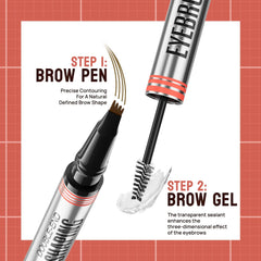 2-in-1 Double-Headed 4-Prong Liquid Eyebrow Pencil & Brow Gel for Long-Lasting Shaping