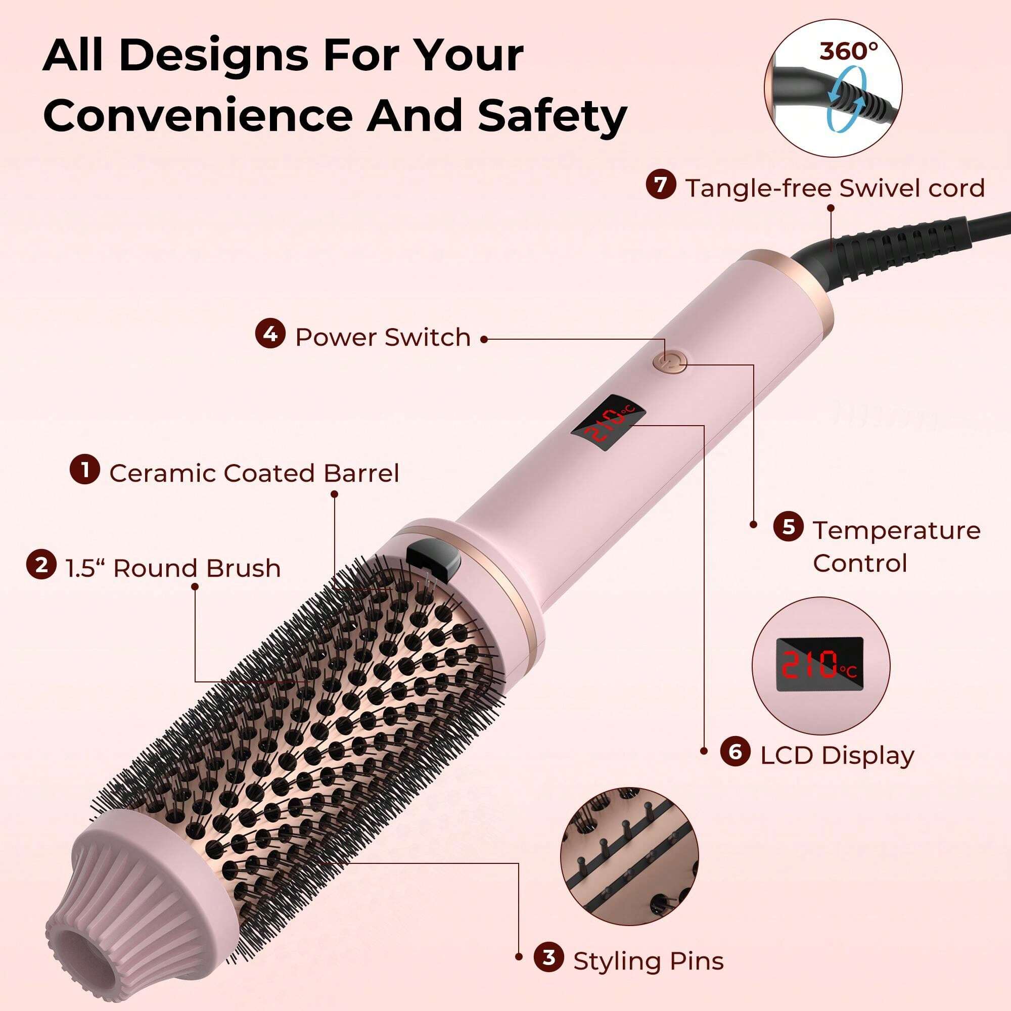 3-in-1 Negative Ion Thermal Brush No.115