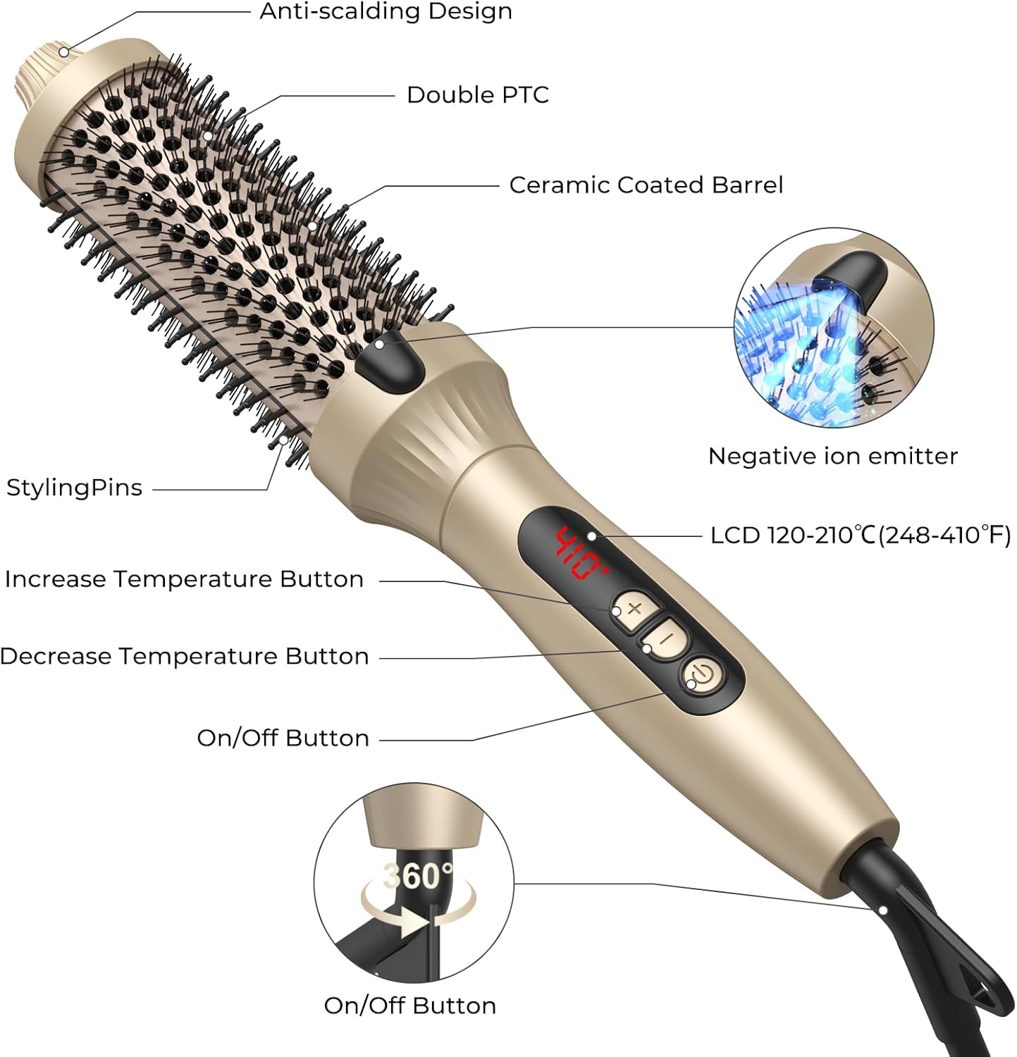 3-in-1 Negative Ion Thermal Brush No.158