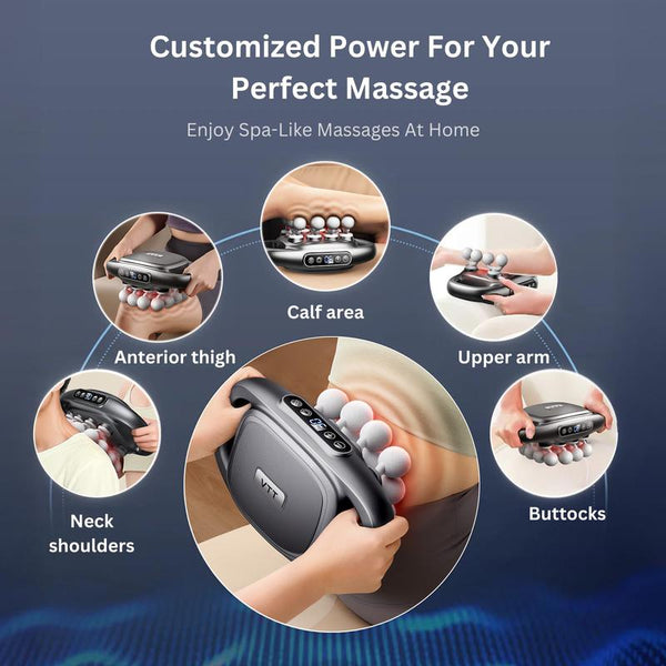 Adjustable Deep Tissue Massage Gun with 12 Heads, 30 Speeds & Red Light Therapy