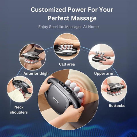 Adjustable Deep Tissue Massage Gun with 16 Heads, 30 Speeds & Red Light Therapy