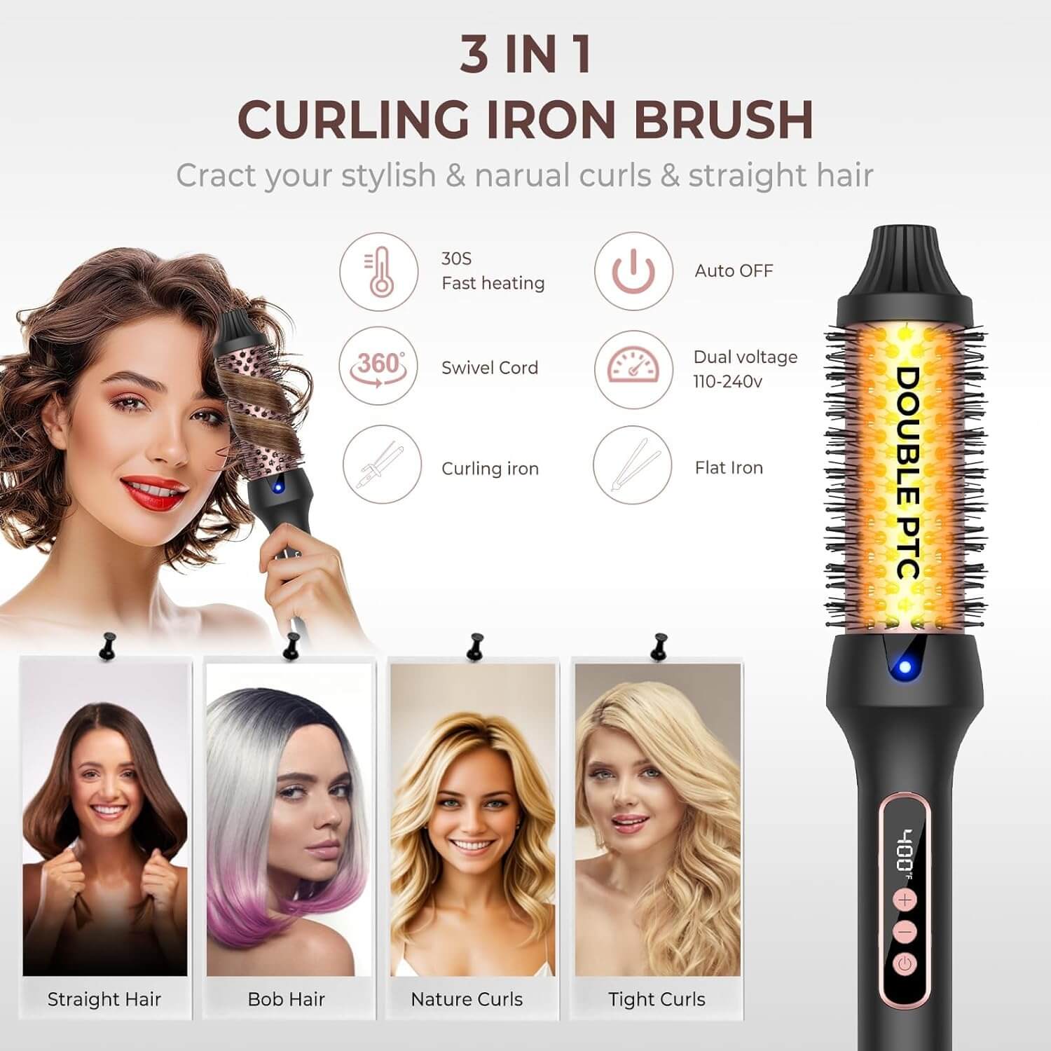 3-in-1 Negative Ion Thermal Brush(Buy 1 get Free Silk Bonnet)