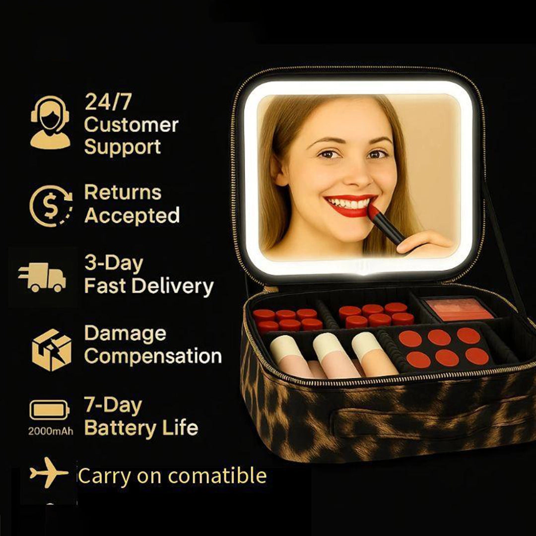 IUIBeauty 3-in-1 LED Vanity Makeup Bag with Mirror