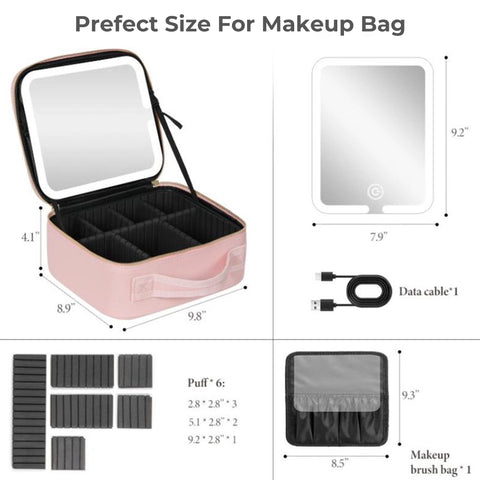 IUIBeauty 3-in-1 LED Vanity Makeup Bag with Mirror