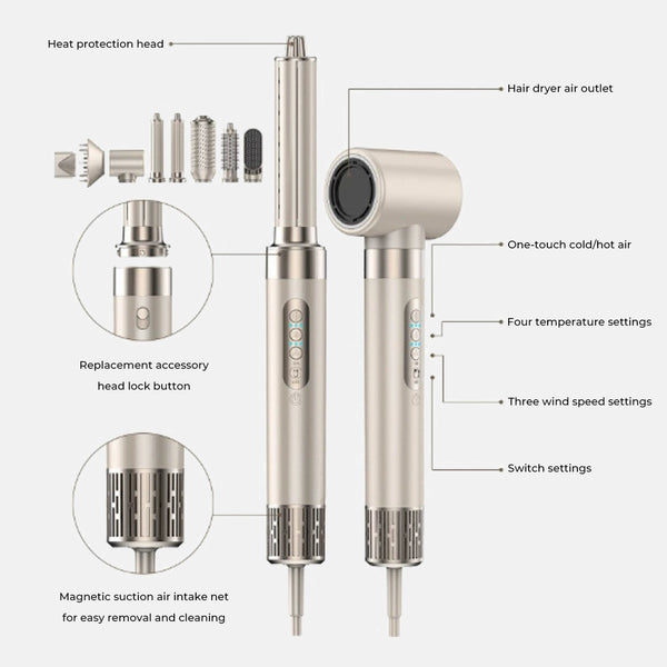 8-in-1 Professional Hot Air Hair Styler & Blow Dryer Brush
