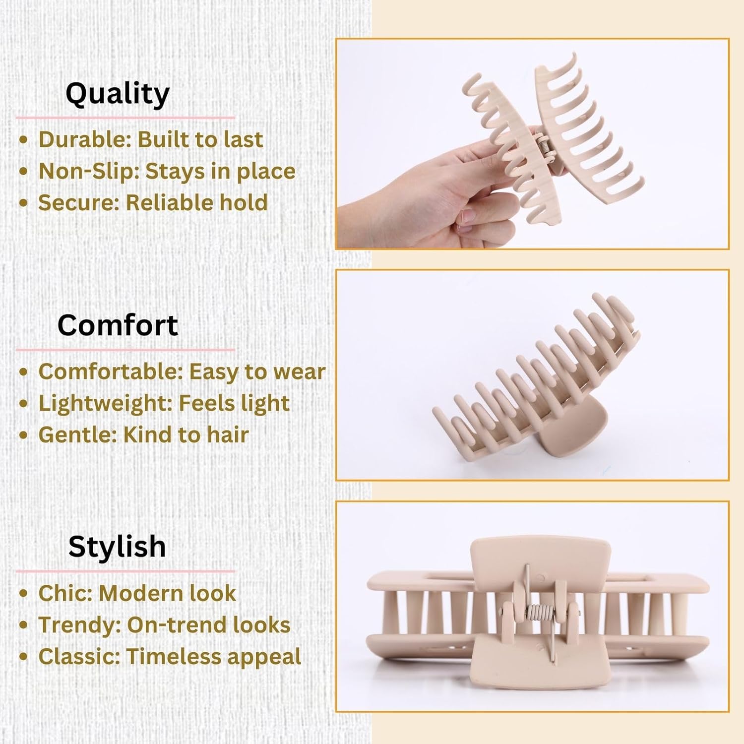 8 Pcs Matte Hair Claw Clips Set – 4 Shark Jaw Clips & 4 Square Claw Clips for Women