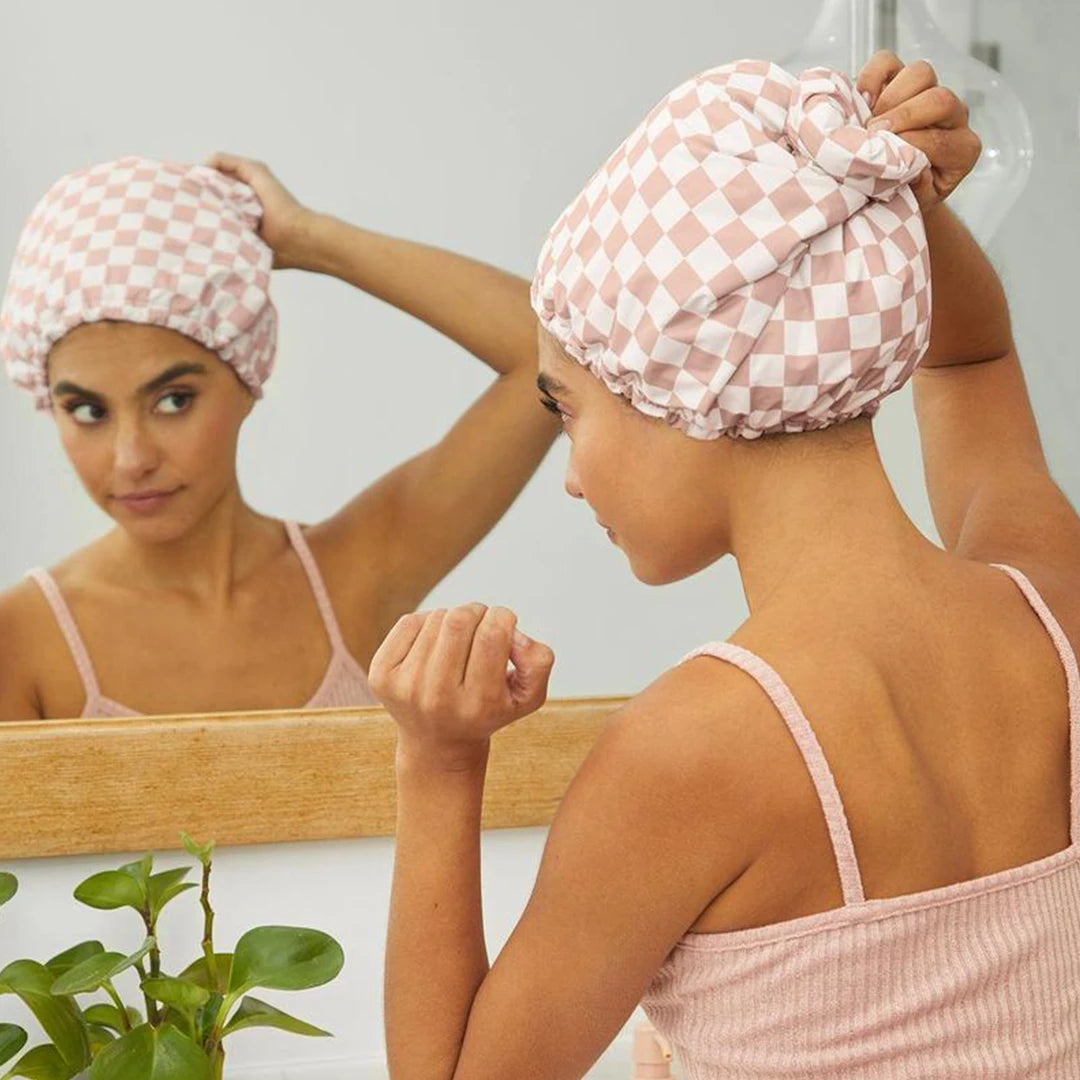 Women’s Luxury Waterproof Shower Cap with Satin Lining