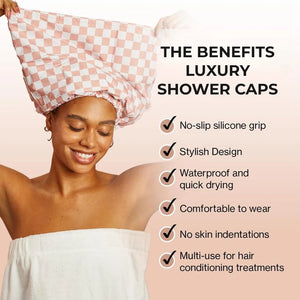 Women’s Luxury Waterproof Shower Cap with Satin Lining