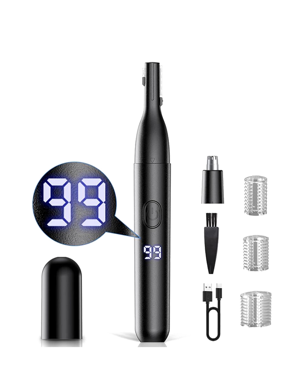 2-in-1 Eyebrow & Nose Hair Trimmer – Painless LED Precision Groomer