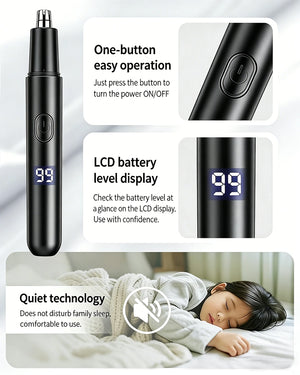 2-in-1 Eyebrow & Nose Hair Trimmer – Painless LED Precision Groomer