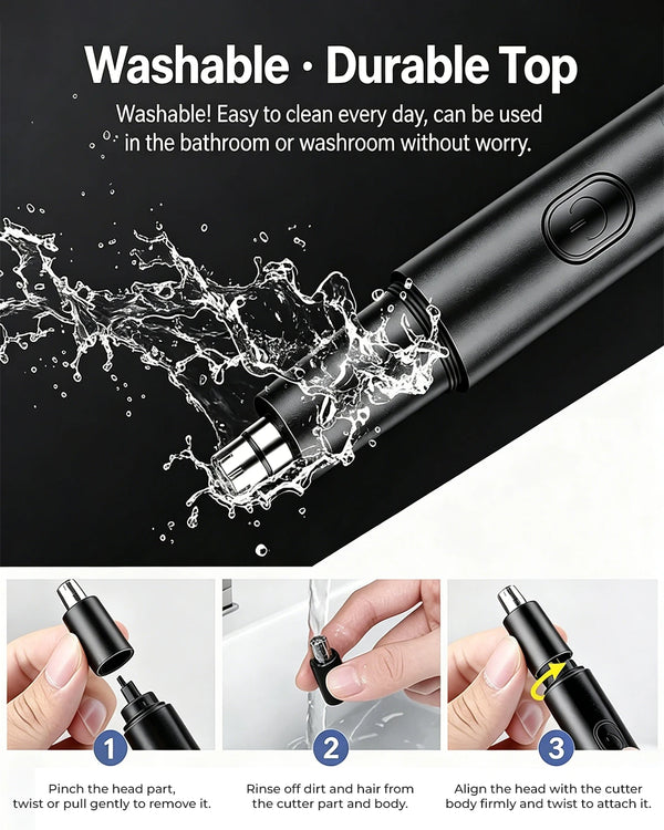 2-in-1 Eyebrow & Nose Hair Trimmer – Painless LED Precision Groomer