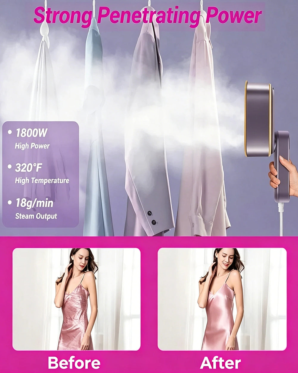 2-in-1 Steamer & Iron – Portable, Fast Heat-Up, Travel Size