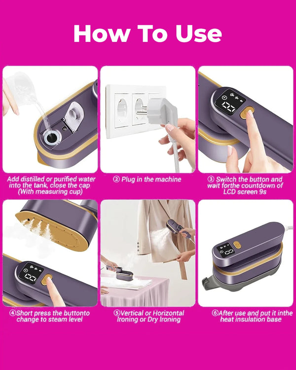 2-in-1 Steamer & Iron – Portable, Fast Heat-Up, Travel Size