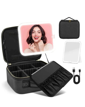 IUIBeauty 3-in-1 LED Vanity Makeup Bag with Mirror