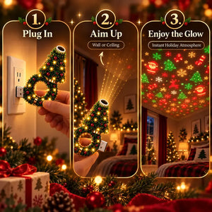 USB Christmas Projector Night Light Holiday Room Decor