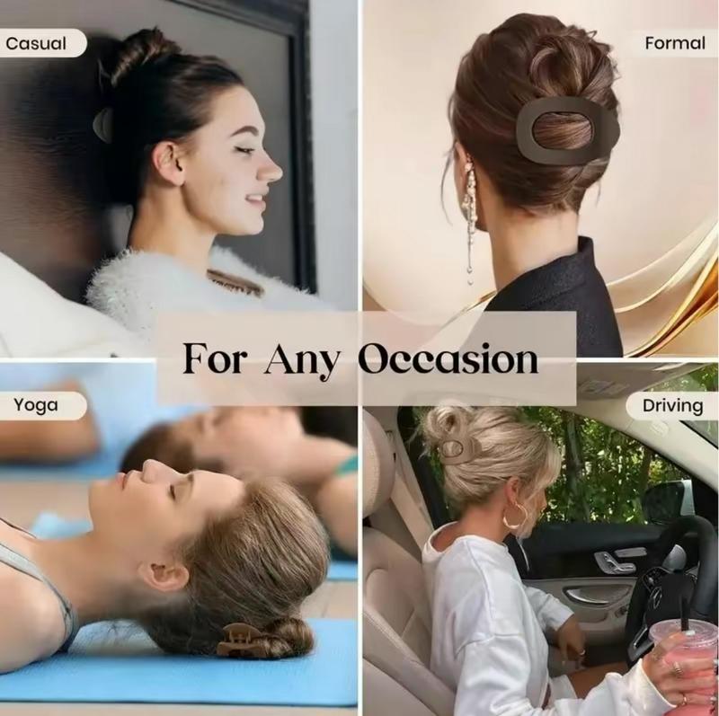Solid Color Oval Acrylic Hair Clips – 4pc Minimalist No-Trace Set for Women