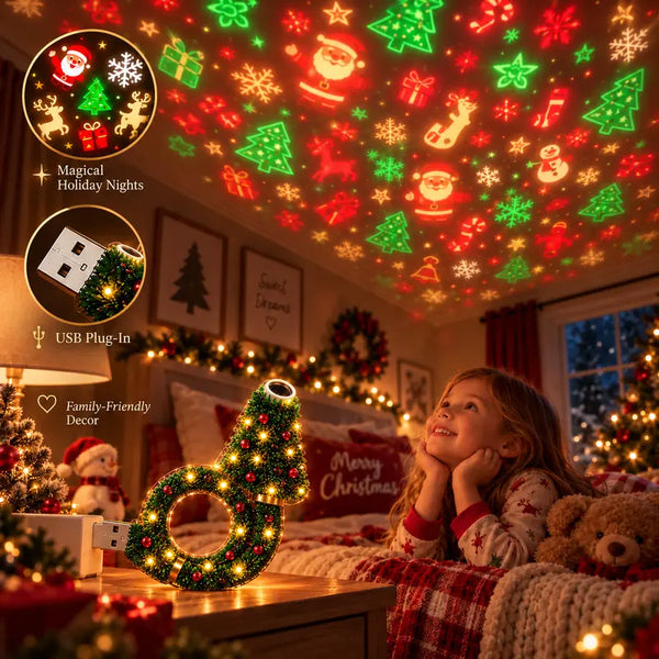 USB Christmas Projector Night Light Holiday Room Decor