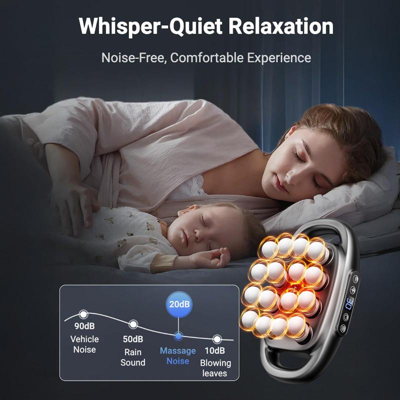 Adjustable Deep Tissue Massage Gun with 16 Heads, 30 Speeds & Red Light Therapy