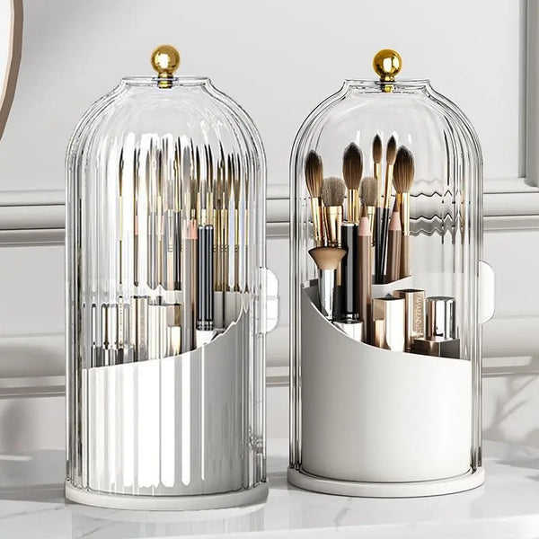 360° Rotating Makeup & Toothbrush Organizer with Cover