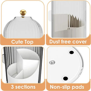 360° Rotating Makeup & Toothbrush Organizer with Cover