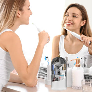 360° Rotating Makeup & Toothbrush Organizer with Cover