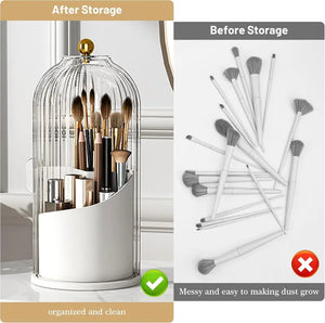 360° Rotating Makeup & Toothbrush Organizer with Cover
