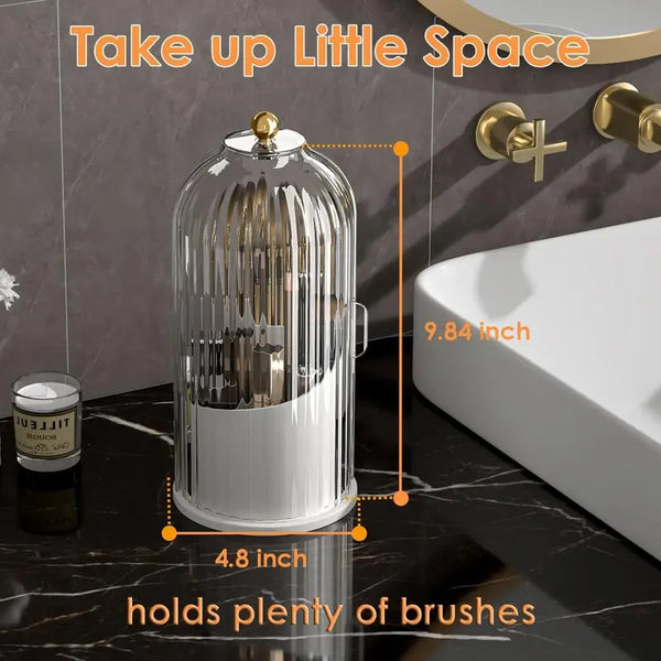360° Rotating Makeup & Toothbrush Organizer with Cover