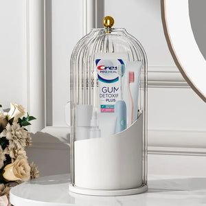 360° Rotating Makeup & Toothbrush Organizer with Cover