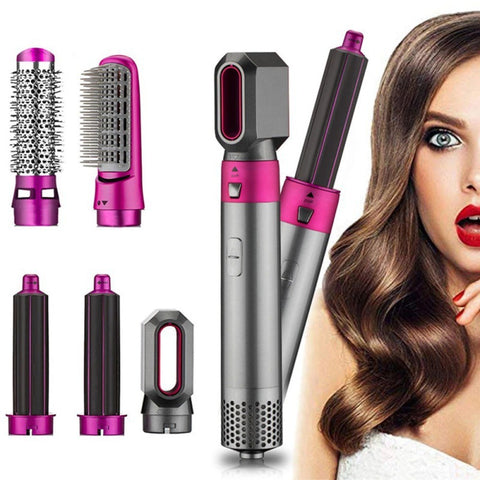 5-in-1 Ceramic Hair Dryer Brush & Curling Iron Set