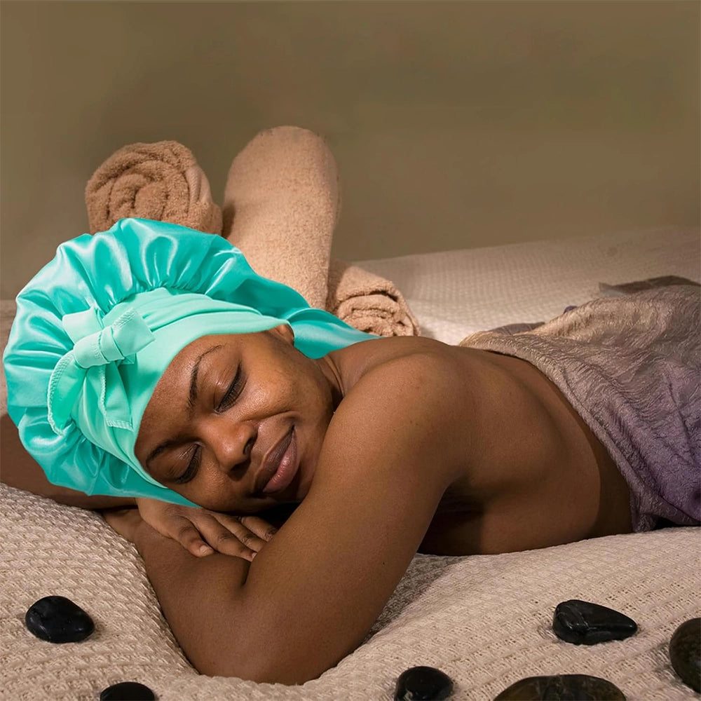 Bonnets for Black Women Braid Bonnet, Large Long Satin Bonnet for Braids, Silk Bonnet with Stretchy Tie Band Sleep Cap Hair