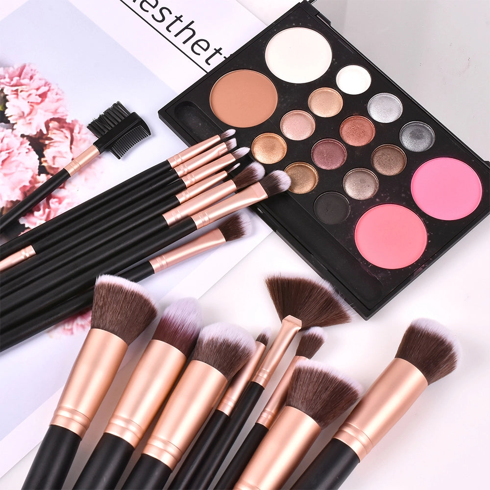 16Pcs Makeup Brushes Set Professional Powder Foundation Eyeshadow Make Up Brush Plastic Handle Soft Synthetic Includes Storage Bag